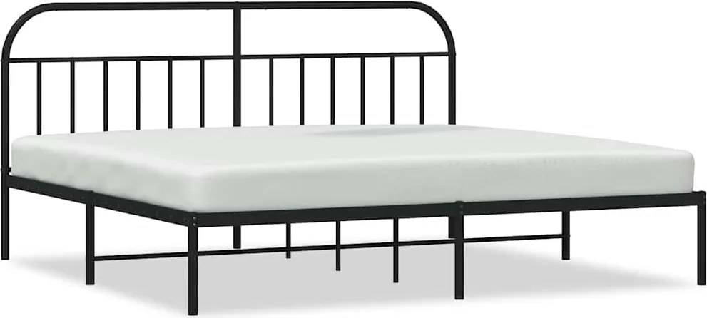 vidaXL Cadru de pat metalic cu tăblie, negru, 200x200 cm