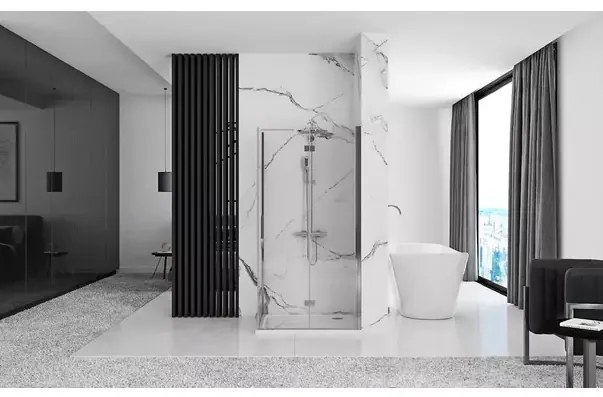 Cabina de dus dreptunghiulara cu usa pliabila Rea Molier 80x90 crom