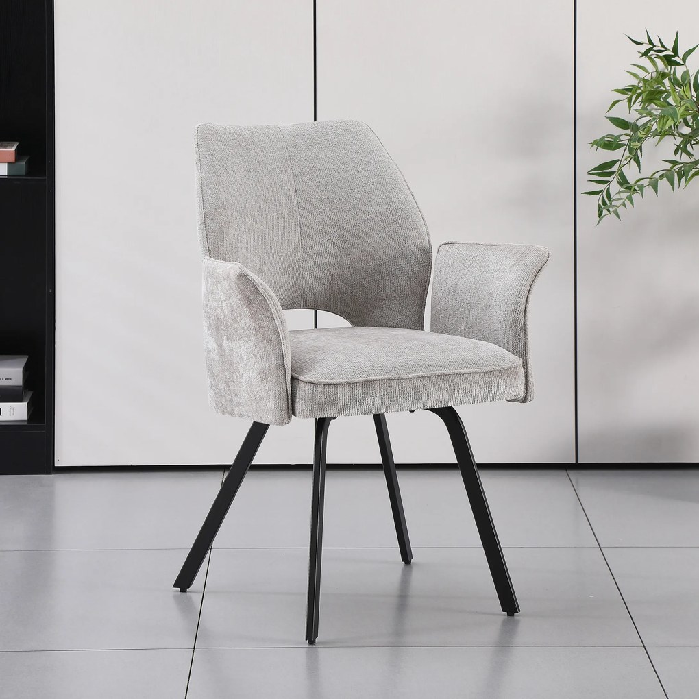 MAZZONI EXPORT TULIP Bej Închis (material textil UF980-03) - SCAUN MODERN TAPIȚAT CU COTIERE PENTRU SUFRAGERIE/LIVING/BIROU LOFT
