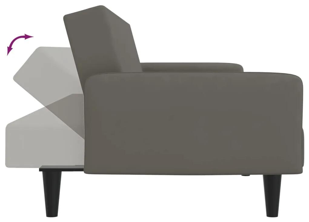 Canapea extensibila cu 2 locuri, gri inchis, catifea Morke gra, Fara scaunel pentru picioare Fara scaunel pentru picioare
