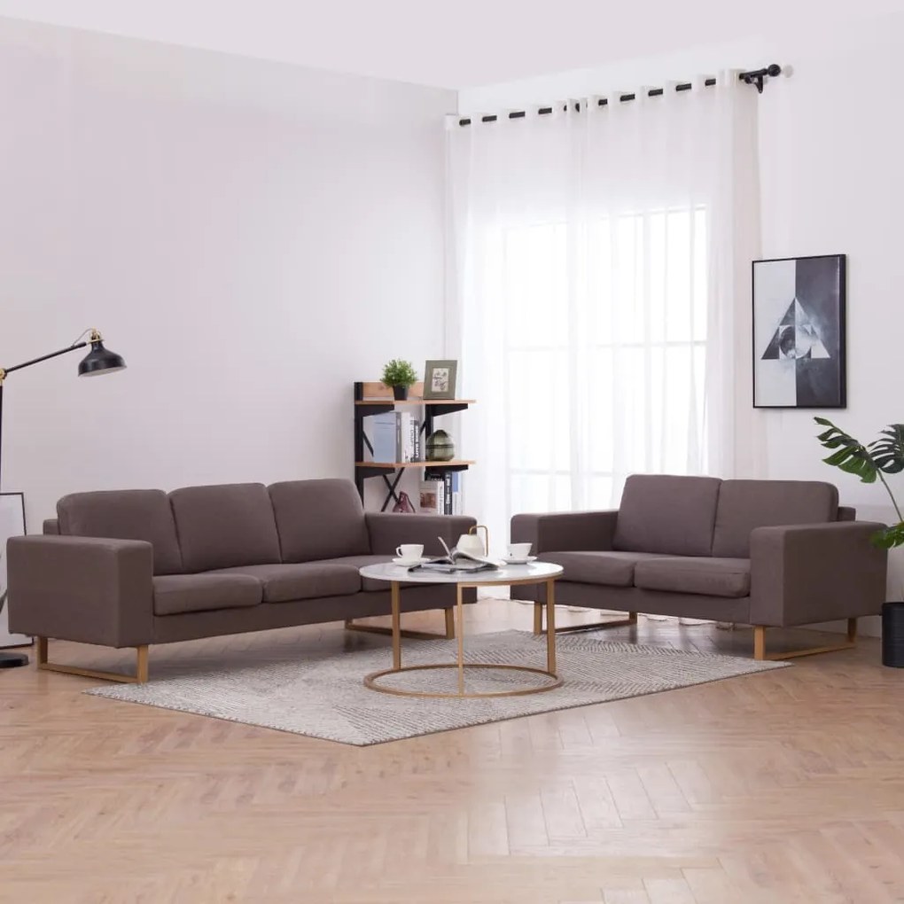 276866 vidaXL Set de canapele, 2 piese, gri taupe, material textil