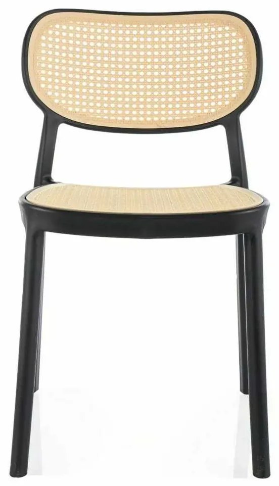 Scaun de bucătărie Tinsley, ratan / negru