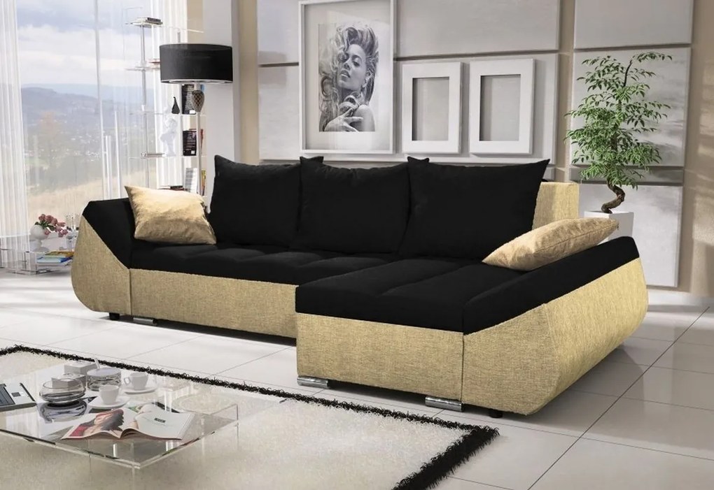 Supermobel Colțar KORFU, 271x131, Microfibră, 46 roșu/04 negru