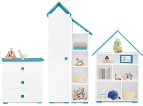 Comodă PABIS 87x83 cm alb/albastru