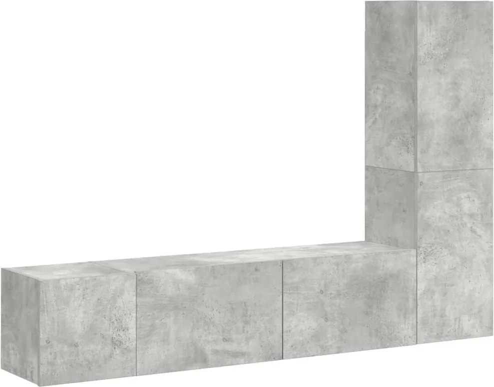 vidaXL Set de dulapuri TV, 3 piese, gri beton, lemn prelucrat