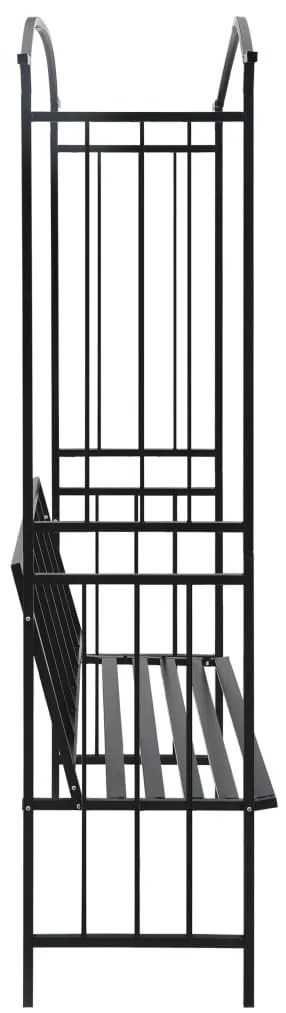 Arcada de gradina cu banca, negru, 128 x 50 x 207 cm, fier