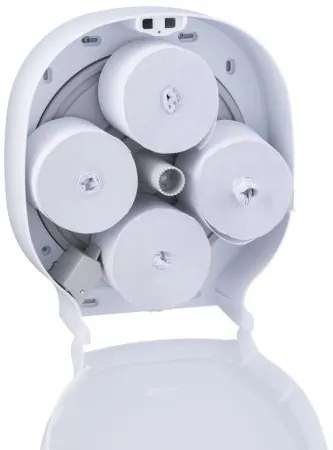 Dozator pentru 4 role de hartie igienica fara tub Merida Hygiene Control, alb