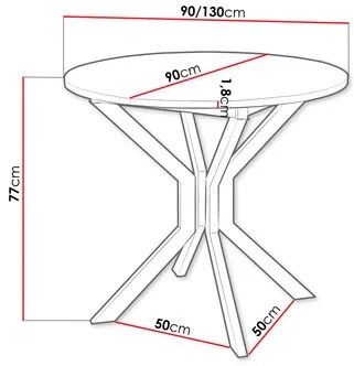 Masă sufragerie extensibilă 90 cm Kertare M 90 (Gri Marmură + Negru) (pentru 2-4 persoane). 1105353