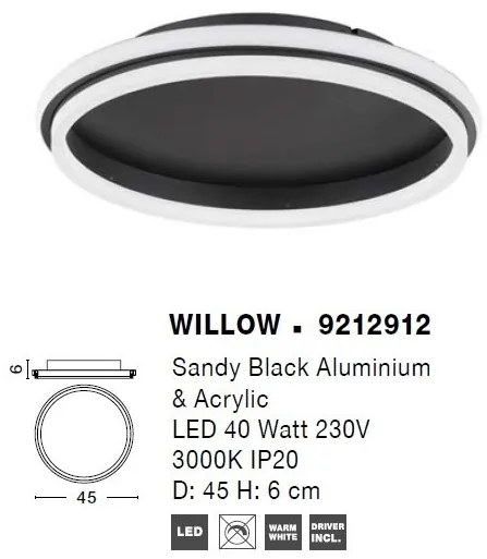 Lustra/Plafoniera LED design modern WILLOW Black 45cm