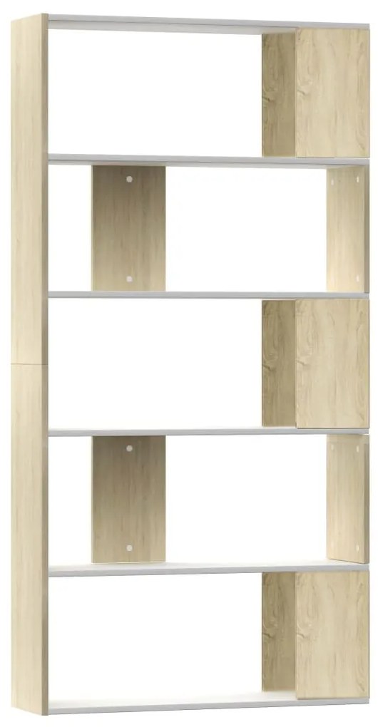 800104 vidaXL Bibliotecă/Separator cameră alb&stejar sonoma 80x24x159 cm PAL