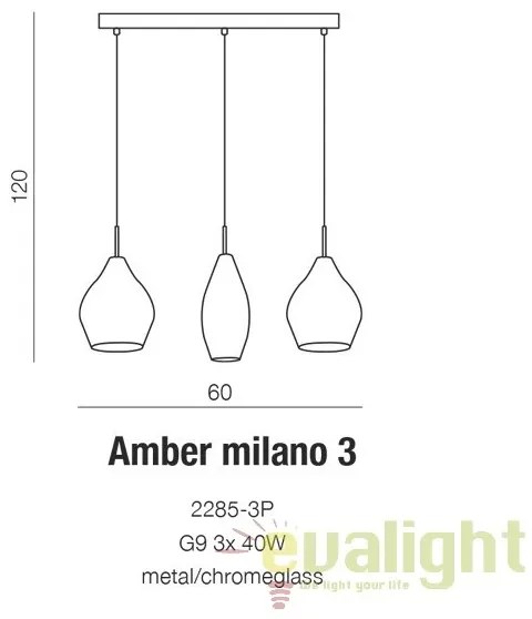 Lustra moderna AMBER MILANO 3 crom