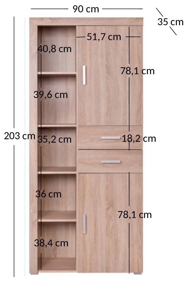 Raft Dalila 2D2S (Stejar sonoma). 1052837