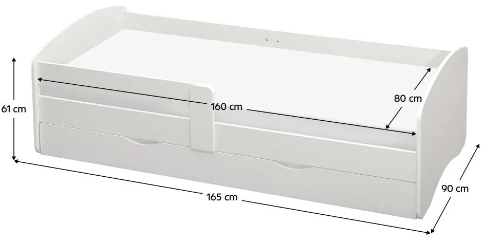 Pat de o persoană 80 cm Carecen (alb) (cu somieră) (cu sp. depozitare). 1116279