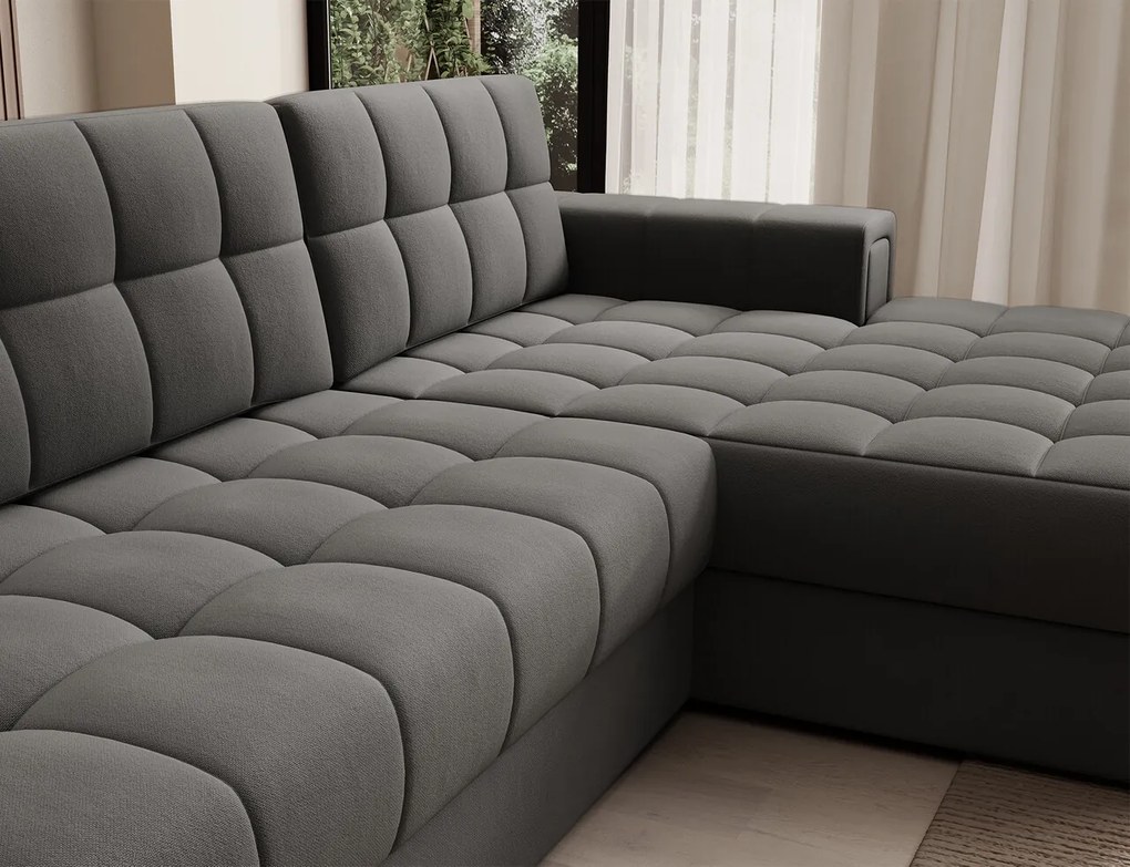 Coltar extensibil dreapta 3 locuri ELTAP, RT-06SO, Blezalt, 240x150x82 cm, lemn/poliester, gri inchis