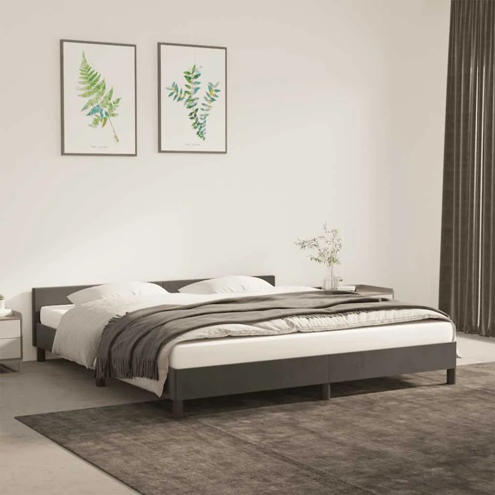 vidaXL Cadru de pat fără saltea, gri închis, 160x200 cm, catifea