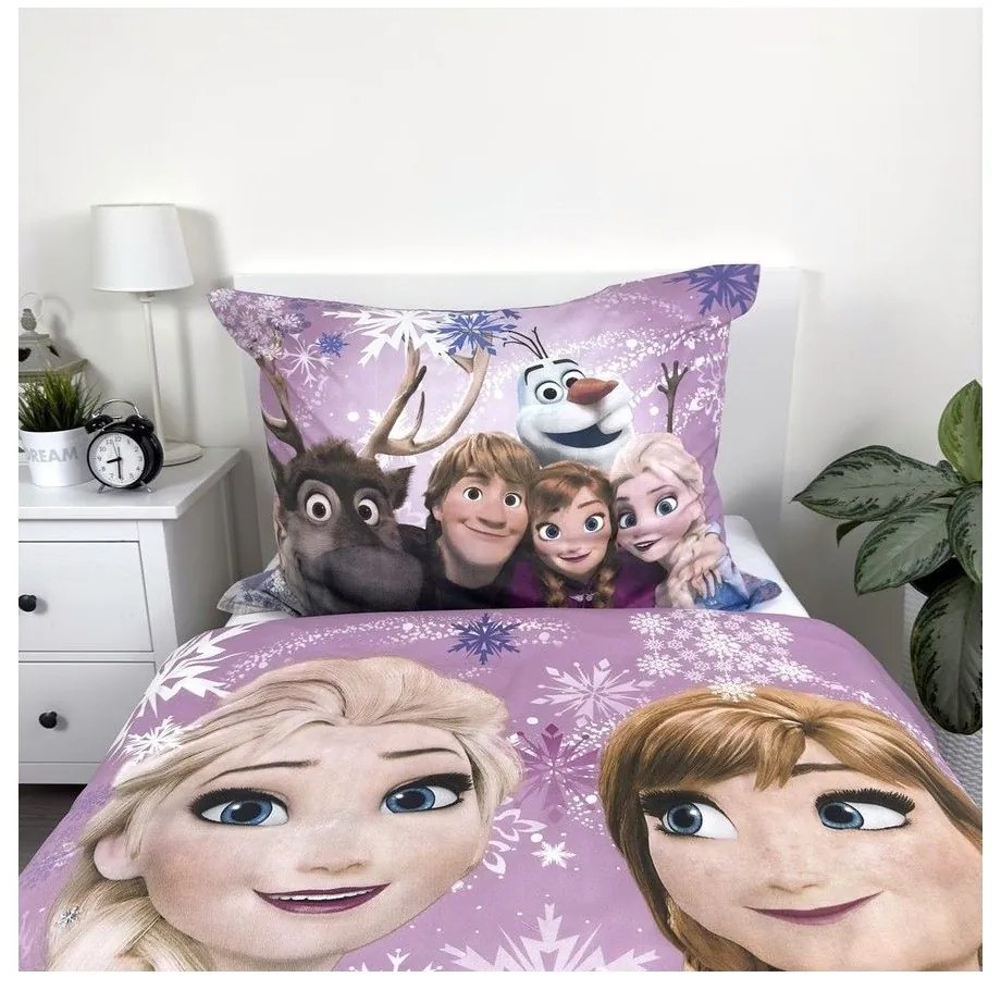 Lenjerie de pat pentru copii din bumbac pentru pat de o persoană 140x200 cm Frozen – Jerry Fabrics