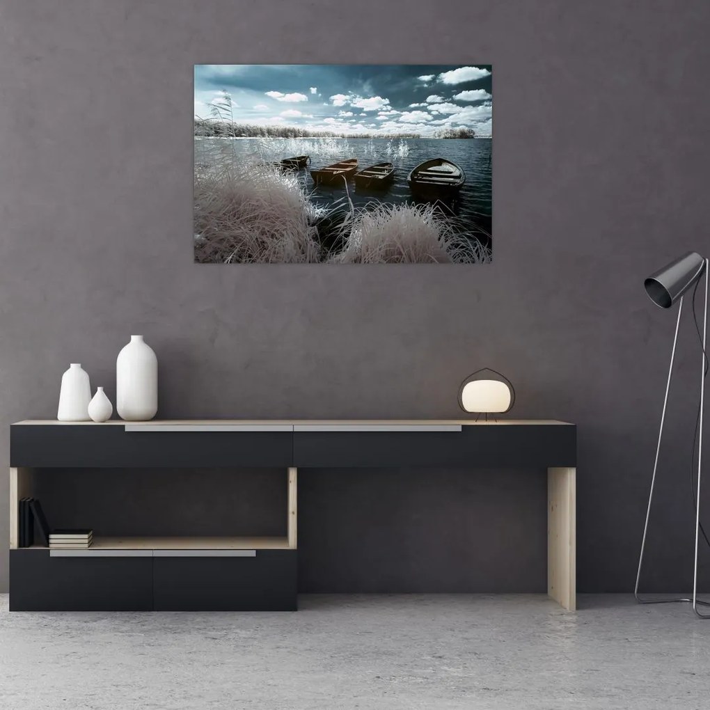 Tablou - Bărci de lemn pe lac (90x60 cm)
