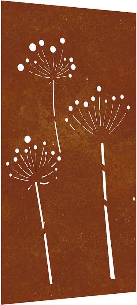 vidaXL Decor perete de grădină 105x55 cm design flori oțel Corten