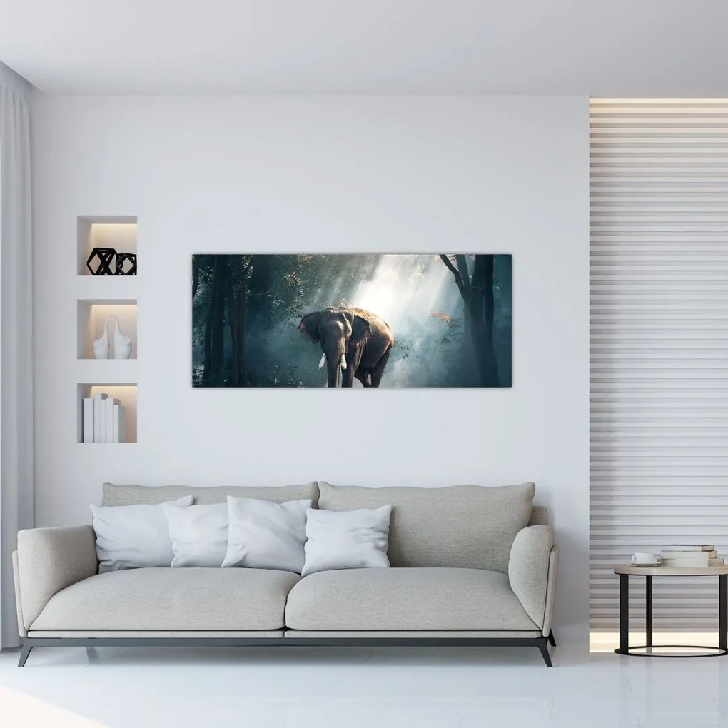 Tablou cu elefant în djunglă (120x50 cm)