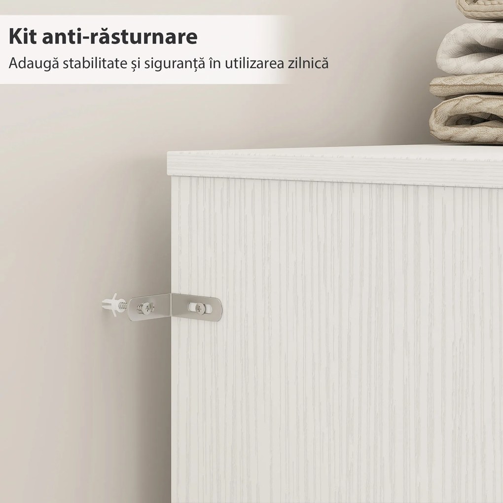 HOMCOM Tăblie de Pat Autoportantă 160 cm cu Compartimente, Tăblie pentru Pat Dublu cu 4 Spații Deschise, 160 x 20,2 x 108,2 cm, Alb | Aosom Romania