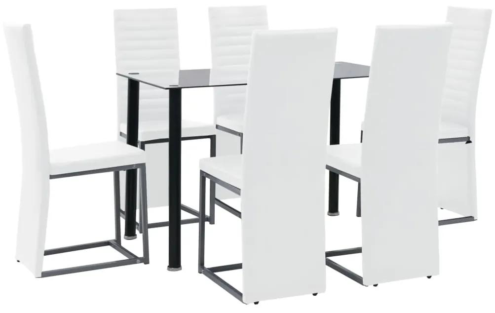 247251 vidaXL Set de mobilier 7 piese, negru & alb oțel și sticlă securizată