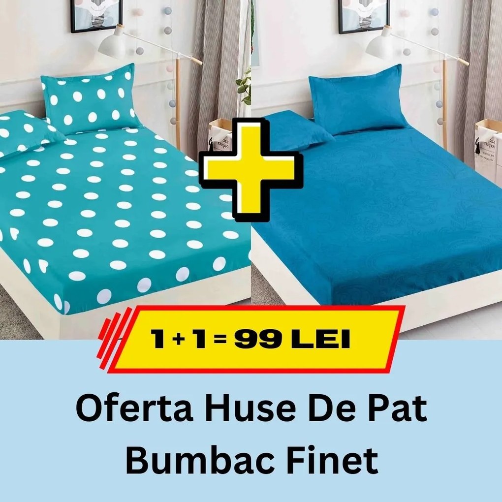 Pachet promotional 1 + 1 Husa de Pat Din bumbac Finet, LP-PPHBF-26