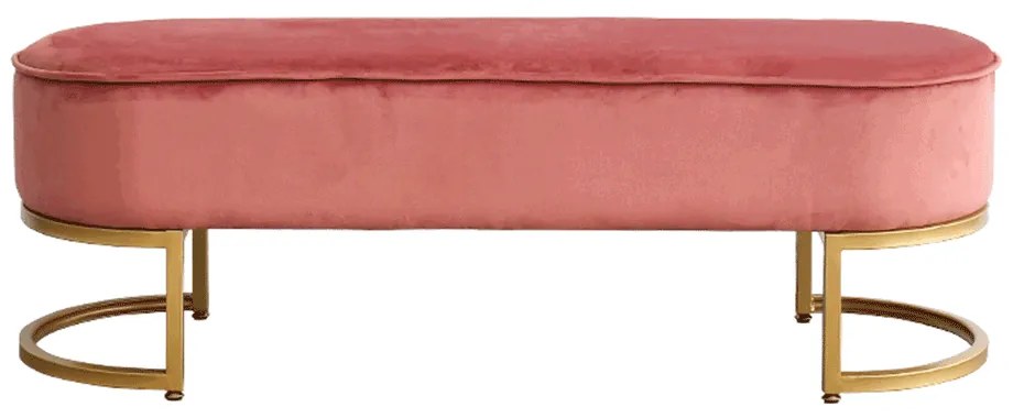 Bancă de design, ţesătură de catifea roz/crom auriu, MIRILA NEW