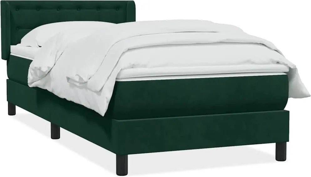 vidaXL Pat box spring cu saltea, verde închis, 80x220 cm, catifea