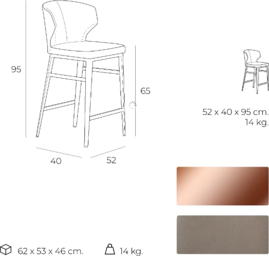 Scaun de bar elegant, design LUX Ella AC-A111BS