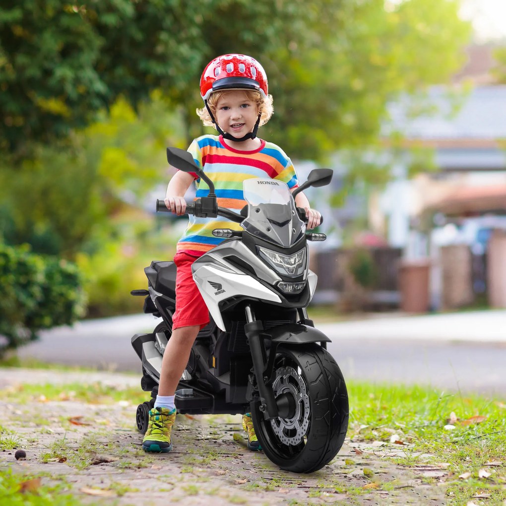 AIYAPLAY Moto electrică pentru copii, motocicletă Honda pentru copii 3-6 ani cu muzică, faruri alb | Aosom Romania
