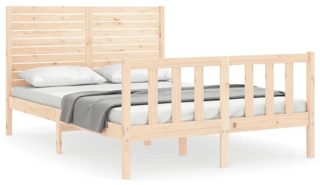 3193181 vidaXL Cadru de pat cu tăblie, dublu, lemn masiv