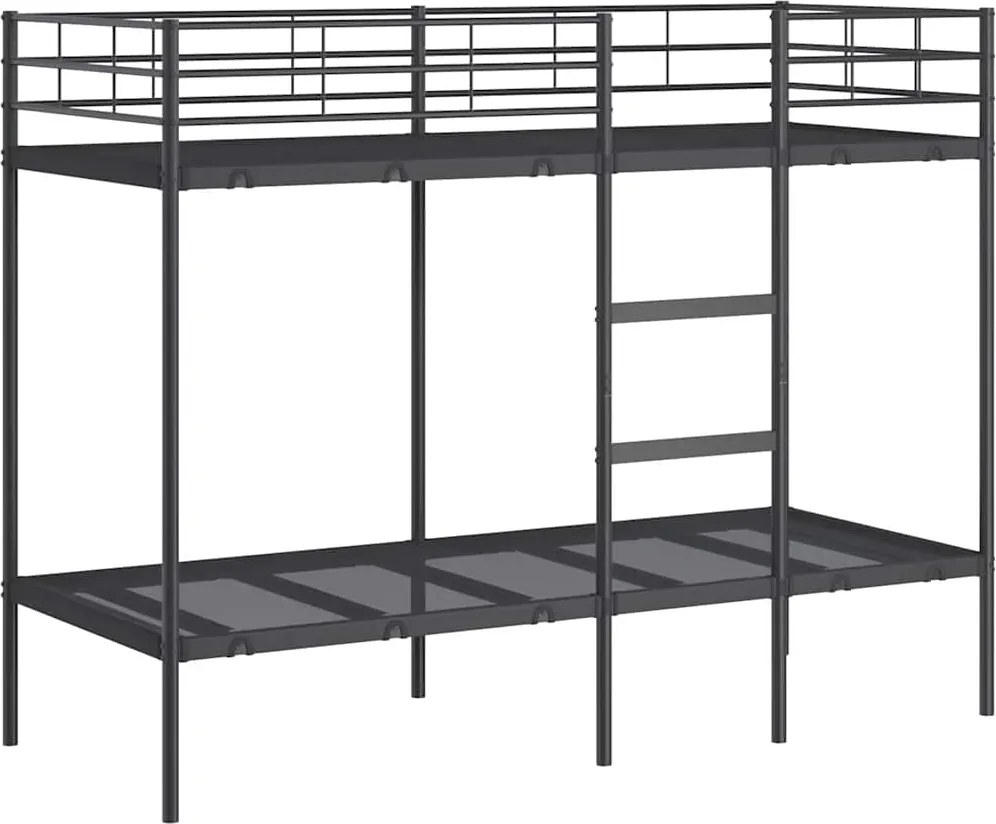 vidaXL Pat supraetajat fără saltea negru 80x200 cm oțel