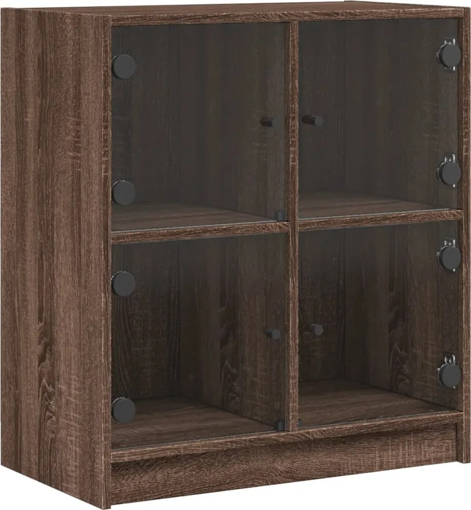 vidaXL Dulap lateral cu uși din sticlă, stejar maro, 68x37x75,5 cm