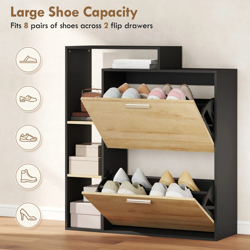 HOMCOM dulap slim pantofi, dulap economisire spațiu, pantofar slim, dulap rabatabil pantofi, pantofar economisire spațiu | Aosom Romania