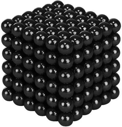 Joc Puzzle Antistres NeoCube cu Bile Magnetice 216 Bucati, Diametru Bile 5mm, negru