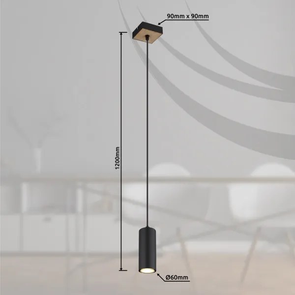 Lustră pe cablu ROBBY 1xGU10/35W/230V negru/maro Globo 57911HBW