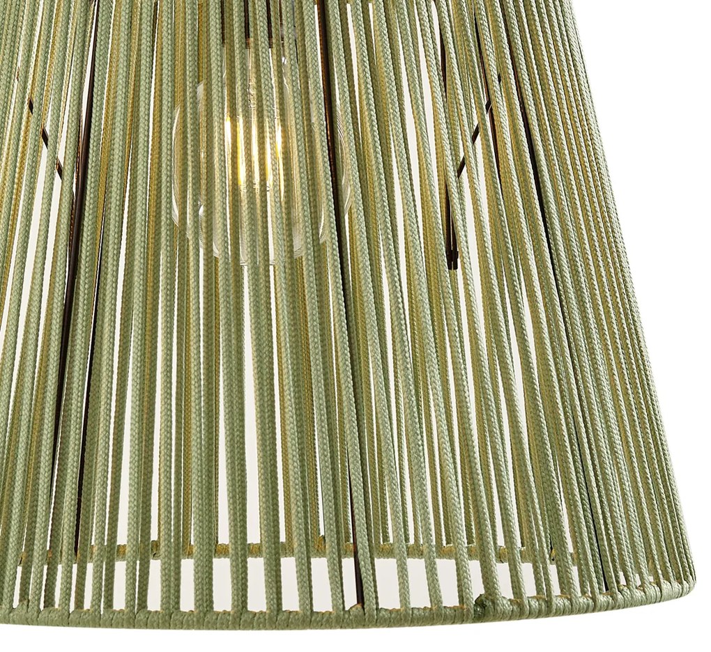 Lampa suspendată de exterior neagră cu abajururi din sfoară verde 3 lumini IP44 - Cava Jayla