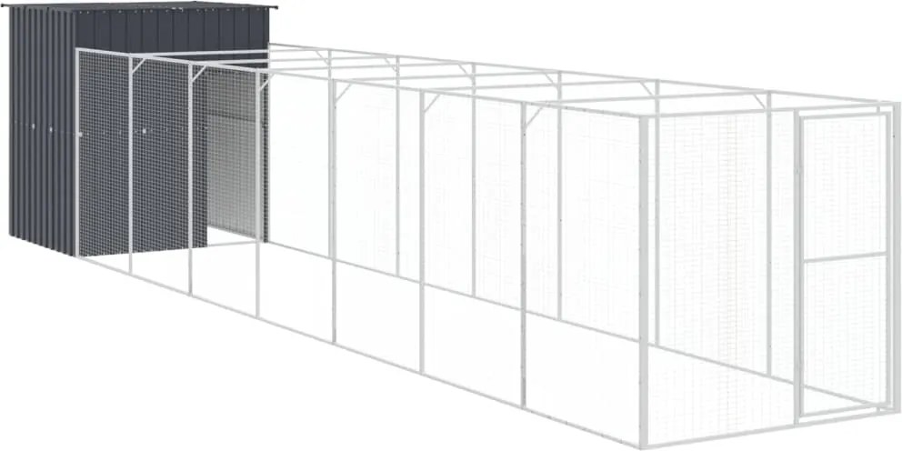 vidaXL Cușcă câine cu țarc antracit 165x863x181 cm oțel galvanizat
