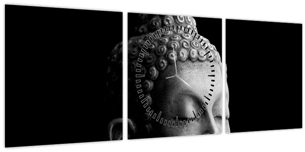 Tablou - Buddha, portret (cu ceas) (90x30 cm)