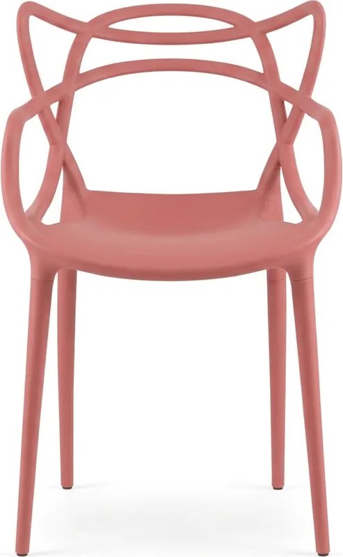 Set 4 bucati scaune din plastic KATO, coral.
