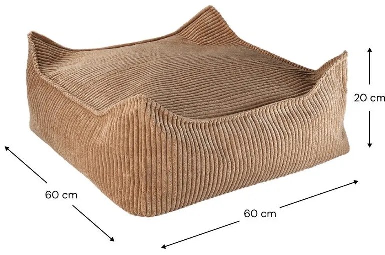 Fotoliu puf pentru copii maro cu tapițerie din catifea reiată Square – Wigiwama