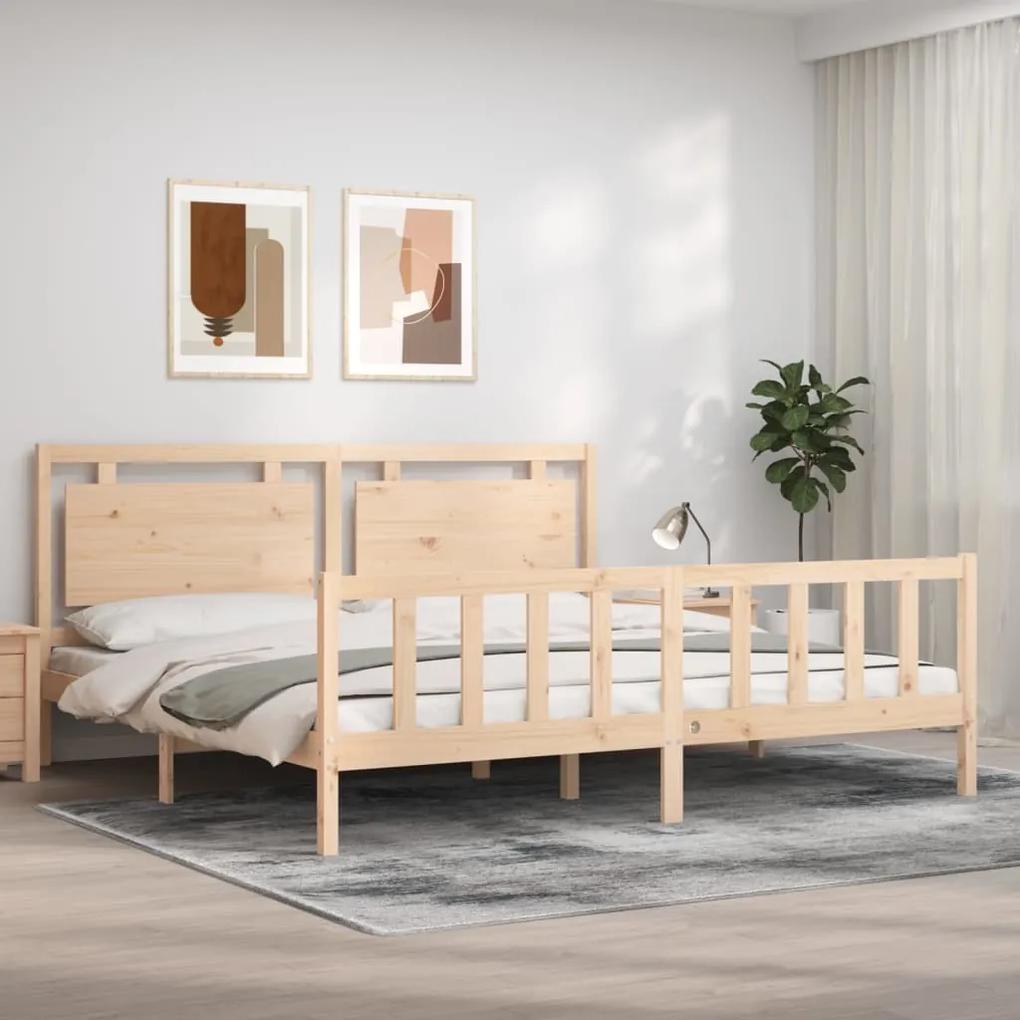 3192186 vidaXL Cadru pat cu tăblie 200x200 cm, lemn masiv de pin