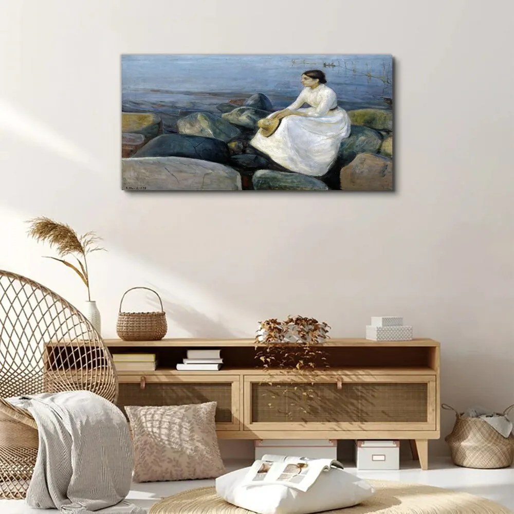 Tablou canvas Plaja de noapte de vară de Edvard Munch