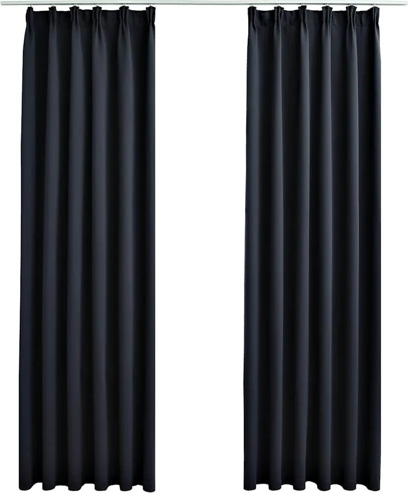 vidaXL Draperii opace cu cârlige, 2 buc., antracit, 140 x 225 cm