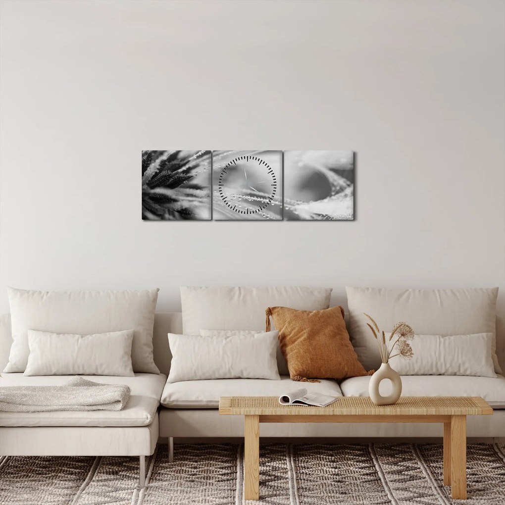 Tablou - Macro,alb-negru (cu ceas) (90x30 cm)
