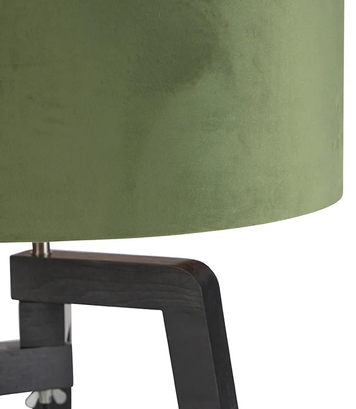 Lampă de podea cu trepied negru cu abajur verde și auriu 50 cm - Puros