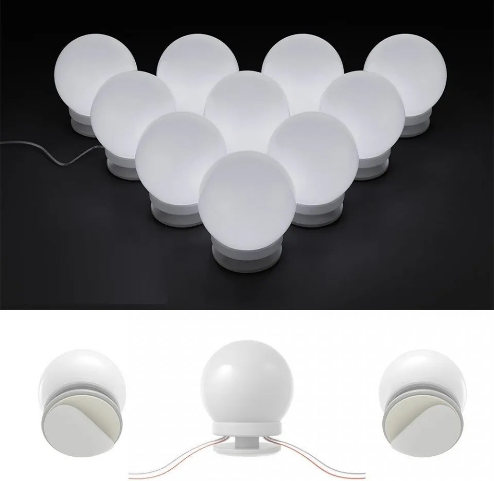 Masuta machiaj cu Oglinda LED si 3 Sertare pentru Cosmetice, Alb, masuta cosmetica, vanity - SEA254