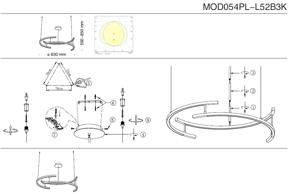 Lustra moderna LED 3000K design minimalist Line negru