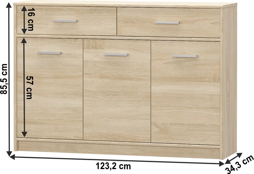 comoda 3D2S, stejar sonoma, TEYO
