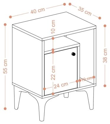 Noptieră NUNO 55x40 cm stejar safir